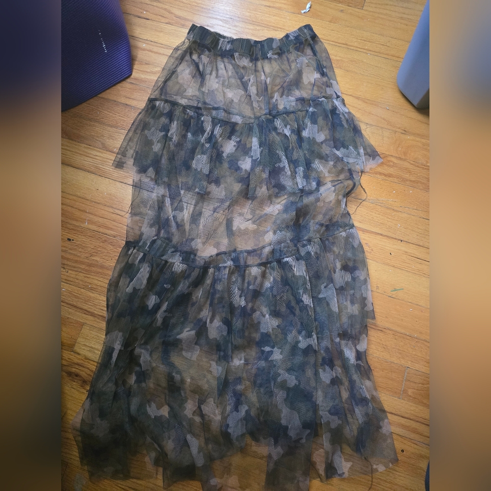 Camouflage Sheer Maxi Skirt